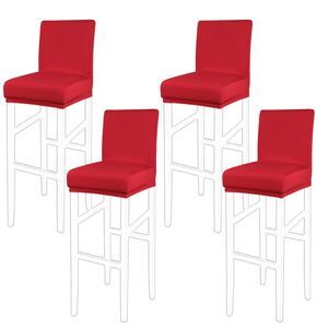 Stretch Bar Stool Covers Pub Counter Height Side Chair Red 4pcs